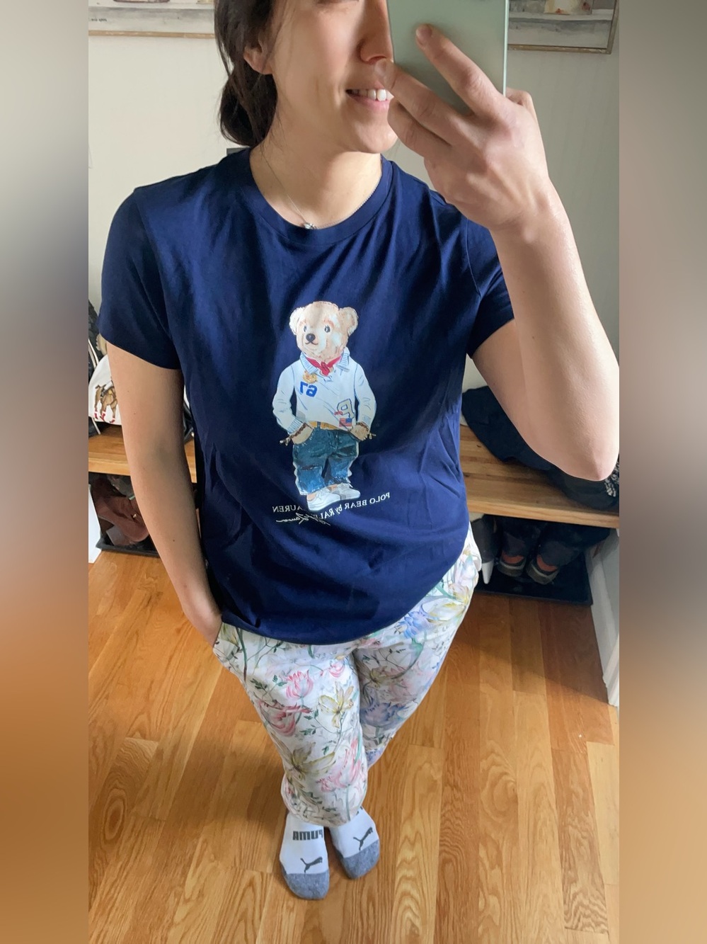 Ralph Lauren women Navy Bear Graphic Tee